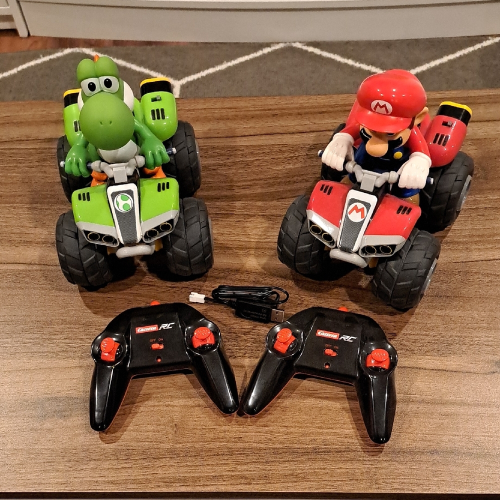 Mario and Yoshi Carrera RC Cars with Controllers